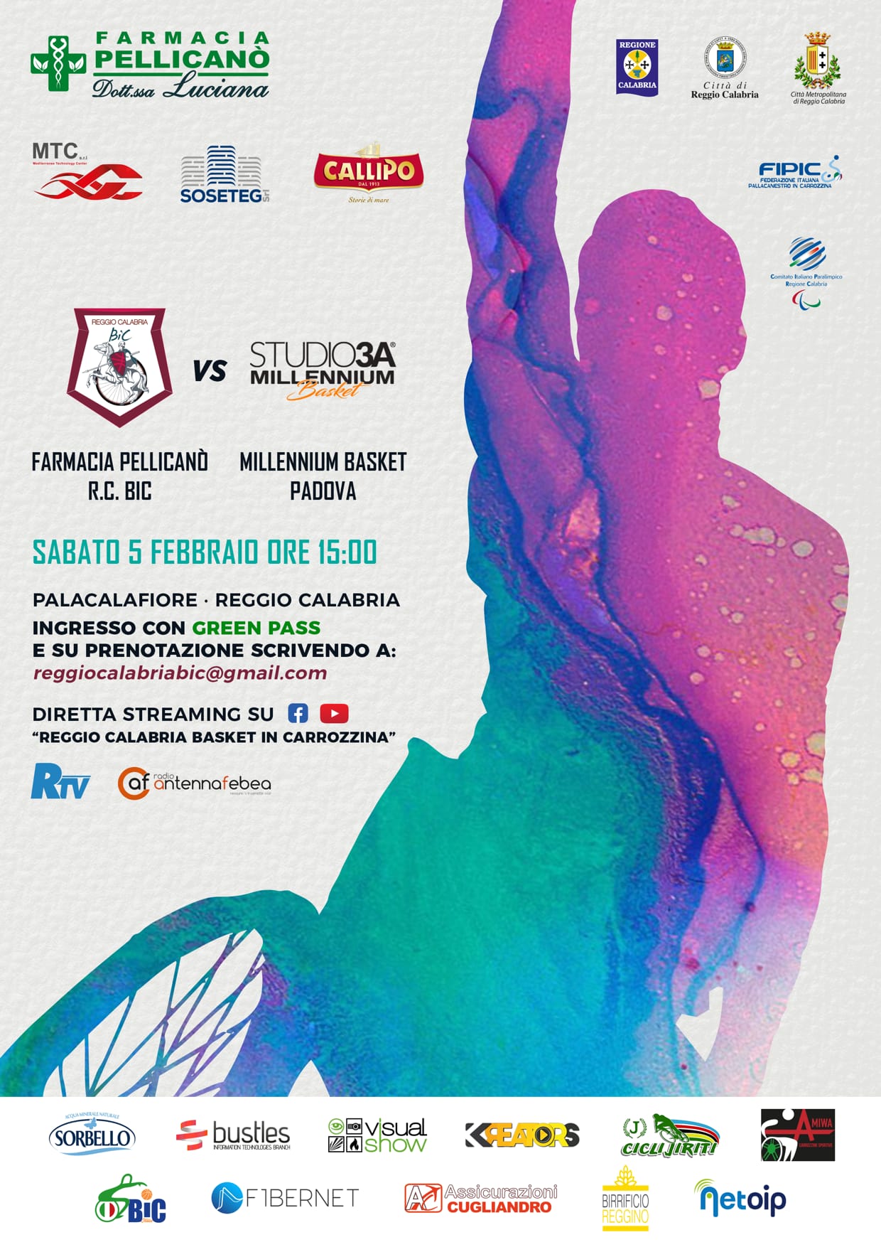 Evento BIC 5 febbario 2022 Reggio Calabria Basket in carrozzina