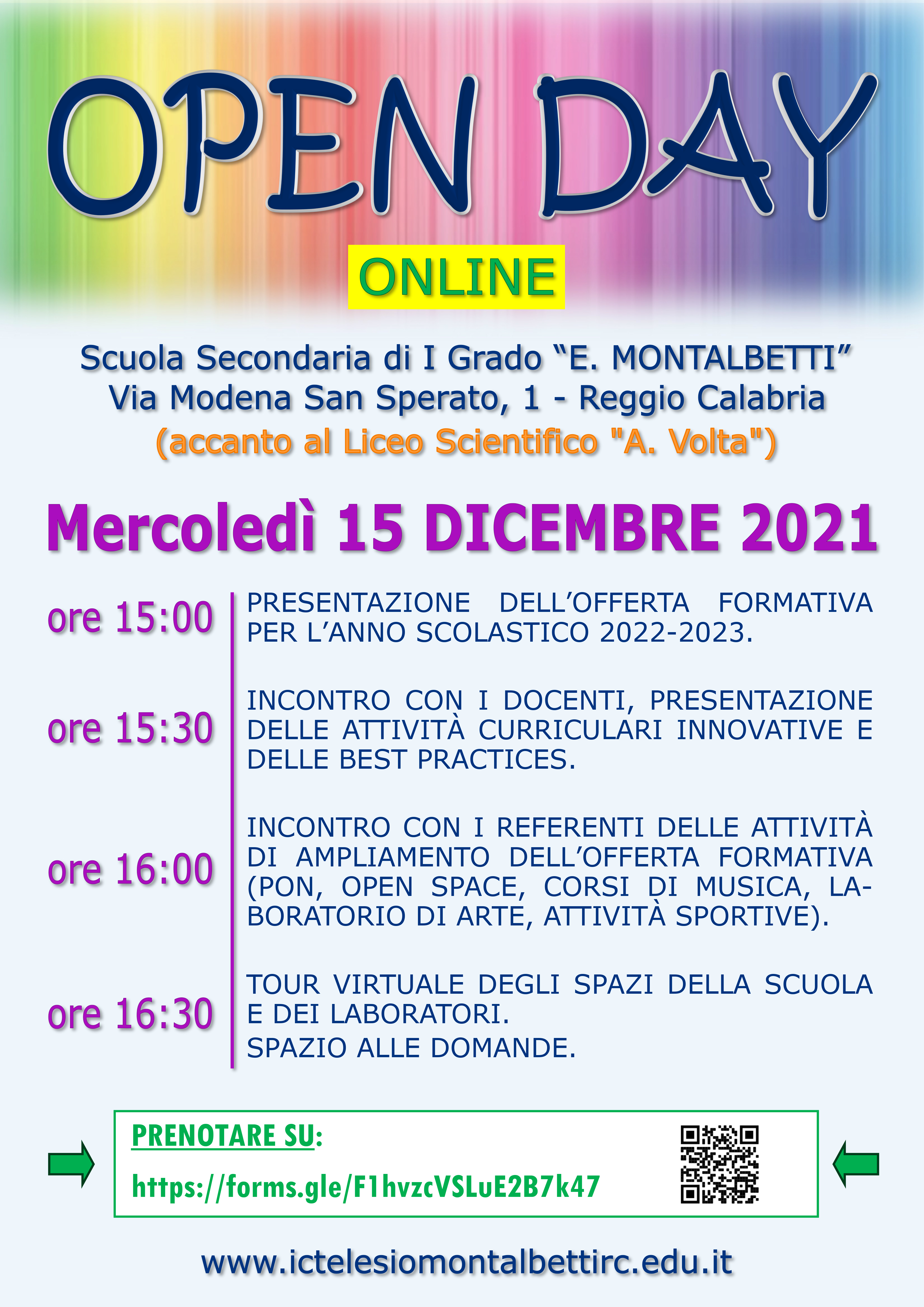 Locandina Open Day online MONTALBETTI 15 dicembre 2021