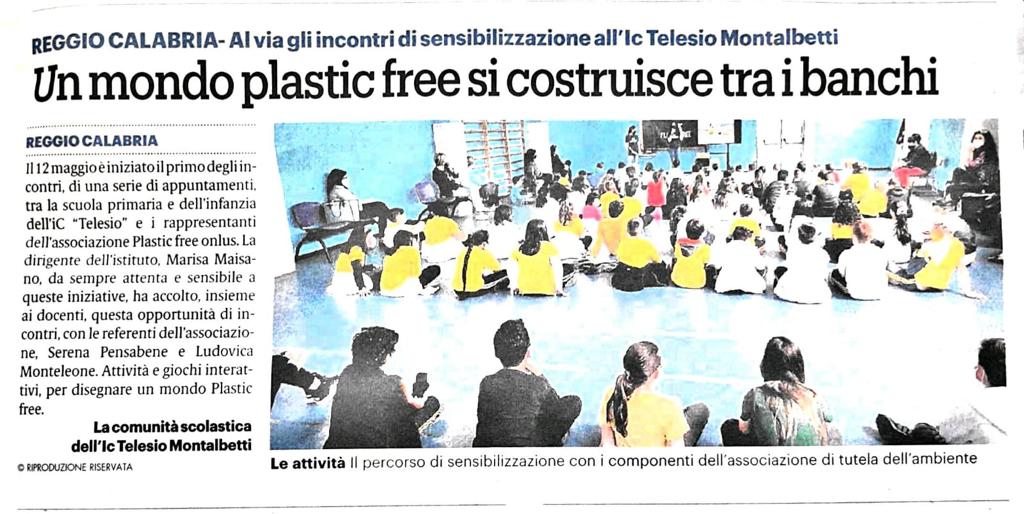 Gazzetta del Sud 19 maggio 2022   Un mondo Plastic Free si costruisce tra i banchi