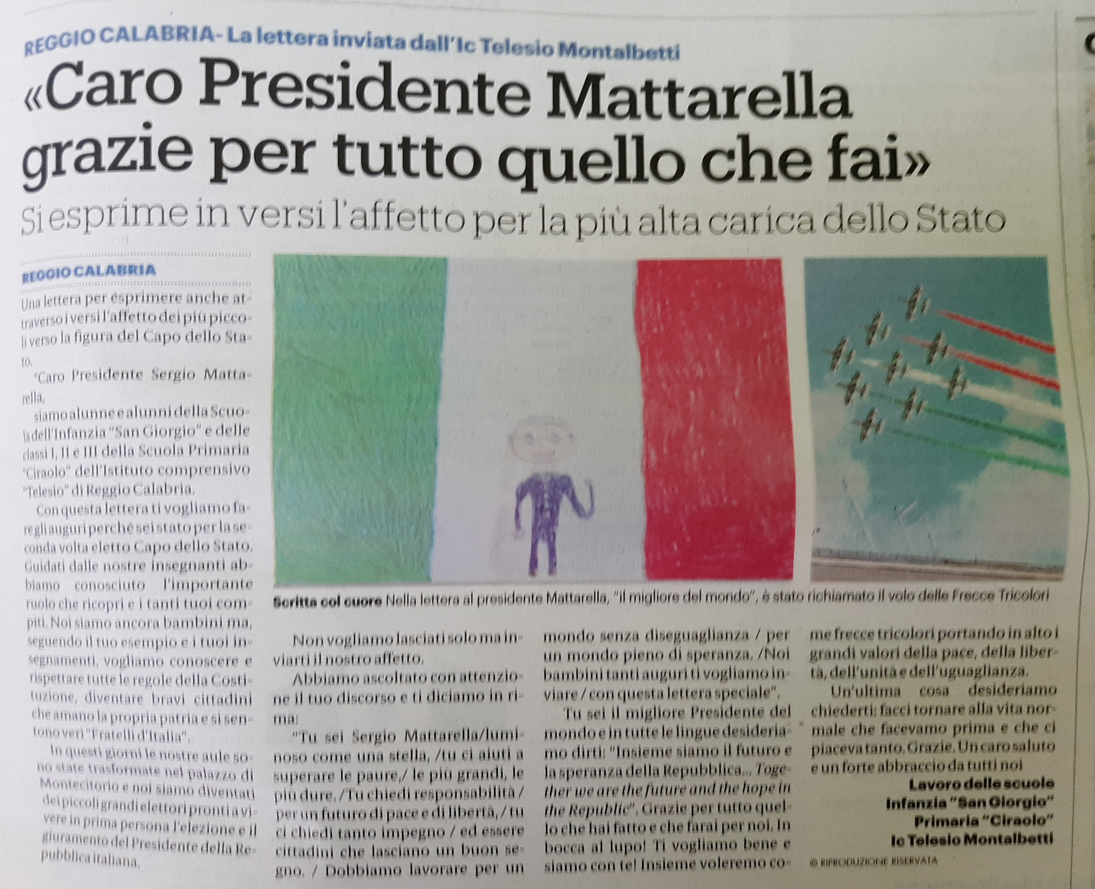 Gazzetta del Sud 31 marzo 2022   Caro Presidente Mattarella