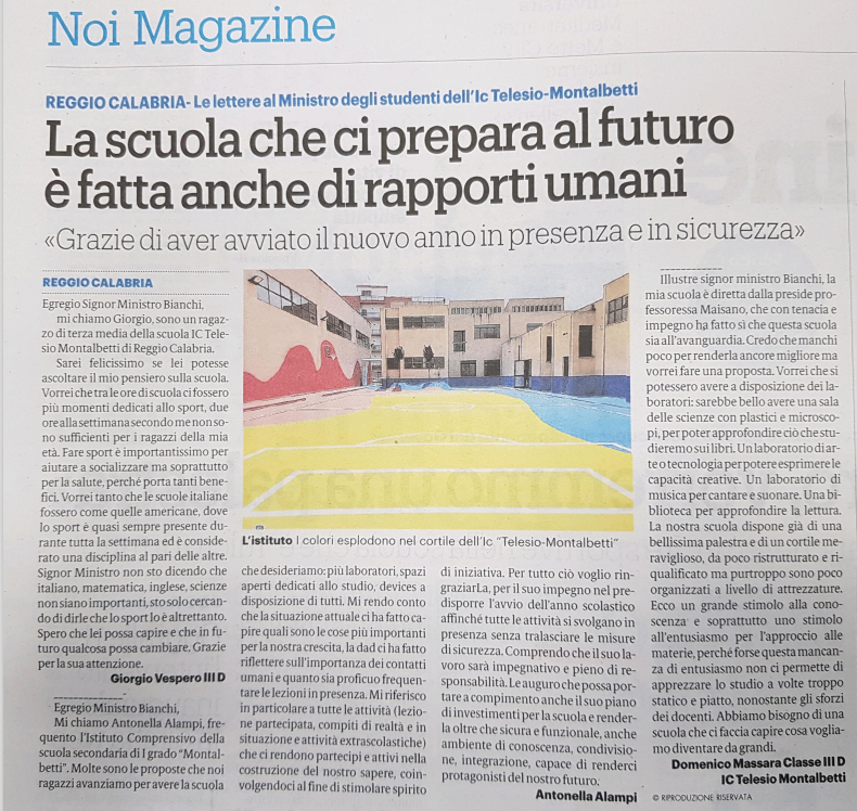 Rassegna Spampa 2021 Gazzetta del Sud Noi Magazine 4 nov 2021