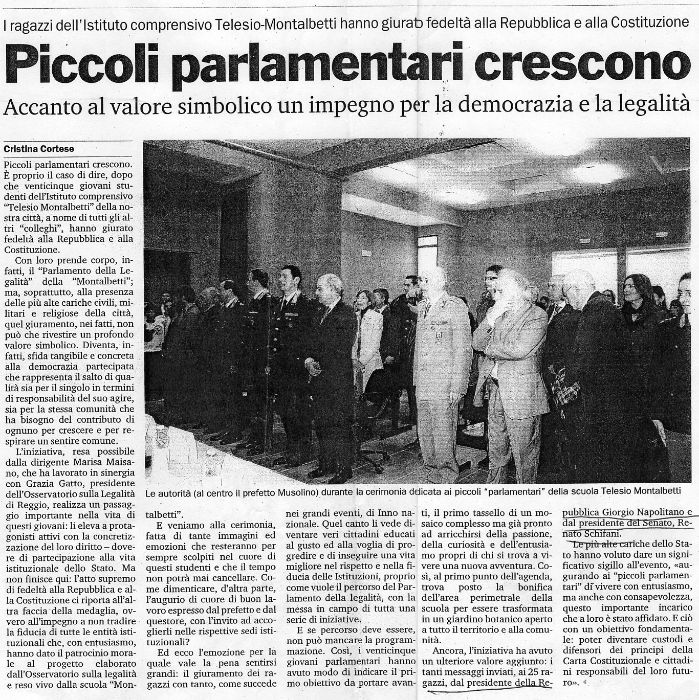 Rassegna Stampa 2009 Secondaria Piccoli parlamentari 1