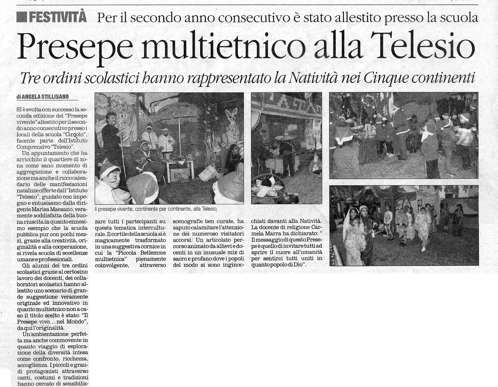 Rassegna Stampa 2013 Presepio multietnico alla Telesio 1