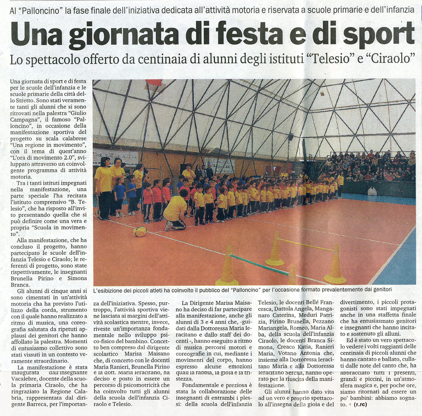 Rassegna Stampa 2013 Primaria Una giornata di festa e di sport 1